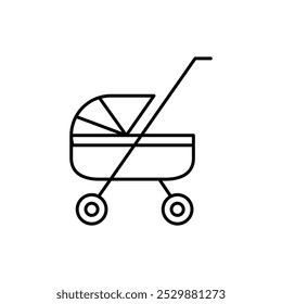 Carruagem do bebê, ícone da linha do carrinho de bebê. ilustração simples do estilo da moda para web e app..eps
