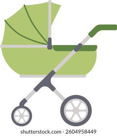 Baby carriage. Baby pram stroller flat vector illustration. Hand drawn vector illustration.