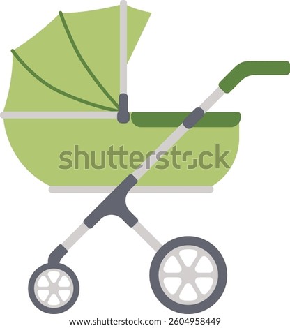 Baby carriage. Baby pram stroller flat vector illustration. Hand drawn vector illustration.