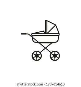 Baby carriage, pram, stroller icon. Vector. Line style.