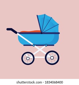 baby carriage, baby pram, stroller. Vector illustration.