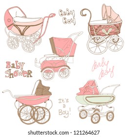 Baby Carriage Set - for your design and scrapbook in vector