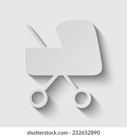 Baby Carriage with shadow on a grey background