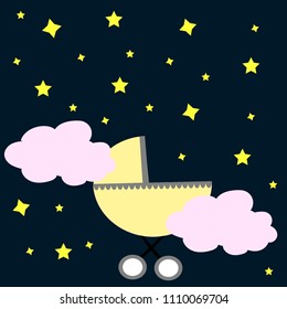 baby carriage . baby shower. card for baby