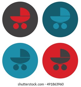 Baby Carriage Silhouette. Icon set