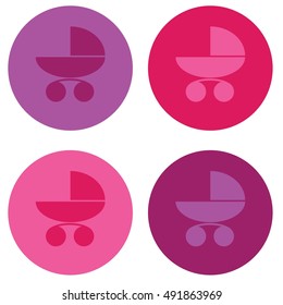 Baby Carriage Silhouette. Icon set