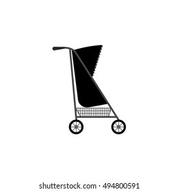 Baby carriage silhouette isolated icon. Vector illustration