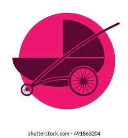 Baby Carriage Silhouette. Pram icon
