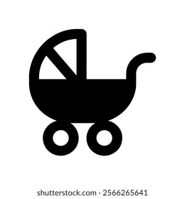 Baby carriage silhouette vector illustration on white background.
