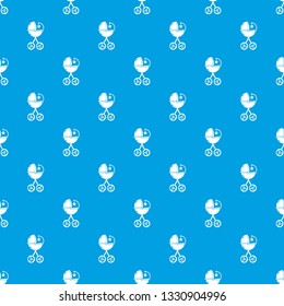 Baby carriage star pattern vector seamless blue repeat for any use