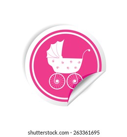 baby carriage sticker vector on white background