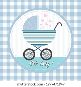 Baby carriage or stroller illustration for baby card or shower