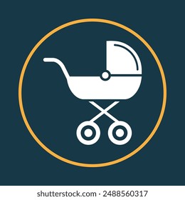 Baby carriage supportive trendy icon joyful abstract vector illustration artwork design