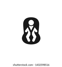 Baby Carriage Trend Simple Vector Icon. Baby Or Child Cat Seat Isolated Pictogram Symbol.