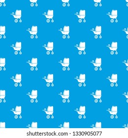 Baby carriage tricycles pattern vector seamless blue repeat for any use