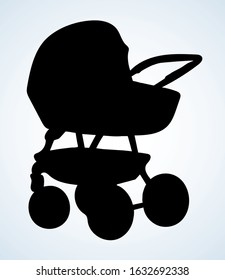 Baby carriage. Vector drawing icon