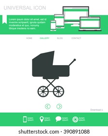 Baby carriage vector icon.