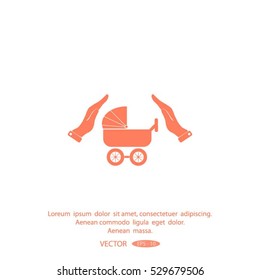 baby carriage, vector icon