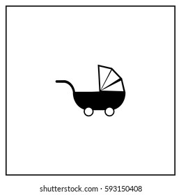 Baby Carriage Vector Icon.