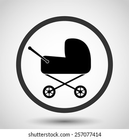 Baby carriage vector icon - black illustration