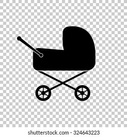 baby carriage vector icon - black illustration