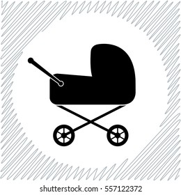 Baby carriage vector icon - black  illustration