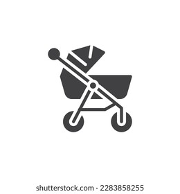 Baby carriage vector icon. filled flat sign for mobile concept and web design. Baby stroller glyph icon. Symbol, logo illustration. Vector graphics