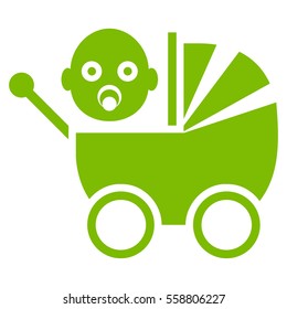 Baby Carriage vector icon. Flat eco green symbol. Pictogram is isolated on a white background. Designed for web and software interfaces.