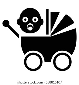 Baby Carriage vector icon. Flat black symbol. Pictogram is isolated on a white background. Designed for web and software interfaces.