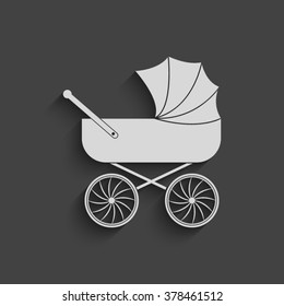 baby carriage vector icon with shadow