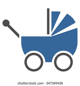 Baby Carriage vector icon. Style is bicolor flat symbol, cobalt and gray colors, rounded angles, white background.
