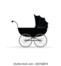 baby carriage vector illustration in black on white
