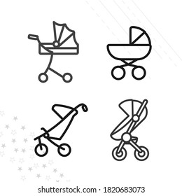 conjunto de iconos de línea vector de transporte de bebé