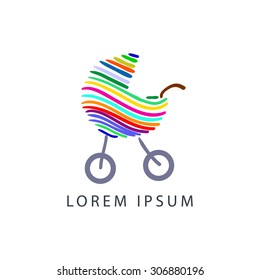 baby carriage vector logo.