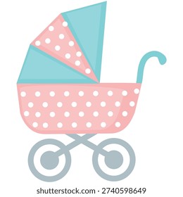 Baby carriage vector stroller child pram cartoon icon. Perambulator trolley for born infant kid isolated on white background