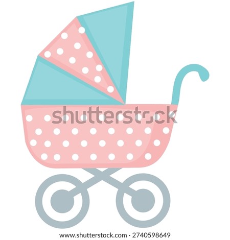Baby carriage vector stroller child pram cartoon icon. Perambulator trolley for born infant kid isolated on white background