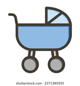 Baby Carriage Vector Thick Line Filled Colors Icon For Personal And Commercial Use.
