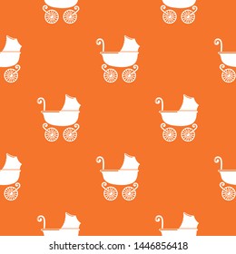Baby carriage vintage pattern vector orange for any web design best