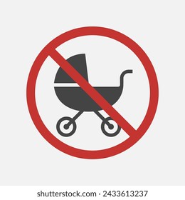 Warnschild für Kinderwagen. Sroller Informations-Zeichen. Vorsicht Mutter mit Kind. Vektorgrafik