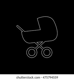 Baby carriage  - white vector icon