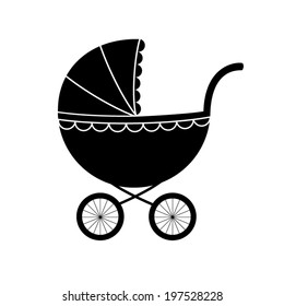 Baby Carriage - wish card to new born - black