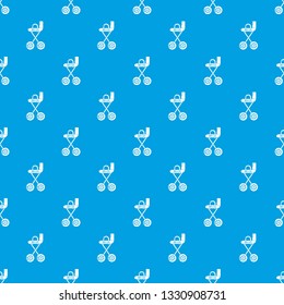 Baby carriage yellow pattern vector seamless blue repeat for any use
