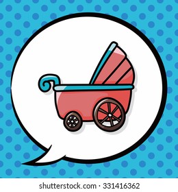 Baby carriages doodle, speech bubble