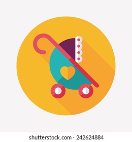 Baby carriages flat icon with long shadow,eps10