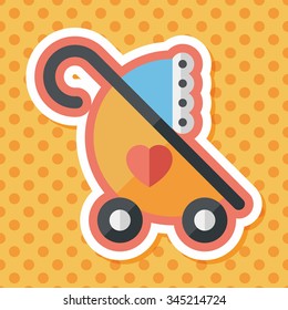 Baby carriages flat icon with long shadow,eps10