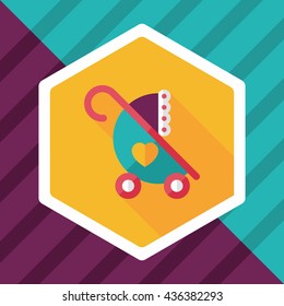 Baby carriages flat icon with long shadow,eps10
