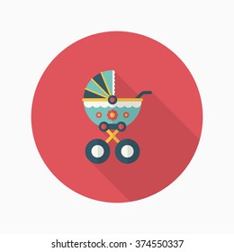 Baby carriages icon , Vector flat long shadow design. 