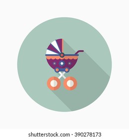 Baby carriages icon , Vector flat long shadow design.
