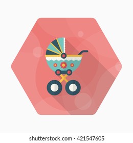 Baby carriages icon , Vector flat long shadow design.