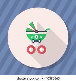 Baby carriages icon , Vector flat long shadow design.